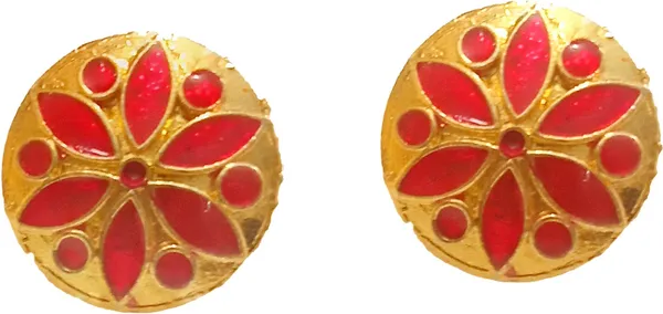 (Pack_Of_2)_Assamese_Traditional_Copper_Gold_Plated_Red_Colour_Earring_Set_For_Girls_&_Women